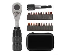 For Mini 1/4 Inch Ratchet Wrench Kit Featuring 22-Piece Configuration Including Magnetic Bits Adjustable Left Right Ratchet and Compact Storage Pouch (22 piece set)