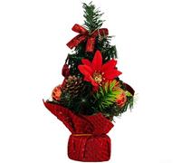 for mini Christmas Tree 22cm Pre-Decorated Desktop Red Purple Gold Silver | Sturdy Plastic Material Handcrafted Detailing Lifelike Branches for Home Office Party