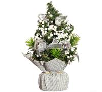 for mini Christmas Tree 22cm Pre-Decorated Desktop Red Purple Gold Silver | Sturdy Plastic Material Handcrafted Detailing Lifelike Branches for Home Office Party
