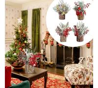 for mini Christmas Tree Desktop Decoration Realistic for pe Bark DIY Ornament for Home Office Shelf Display 11x3 Inch Green Festive Decor(D)