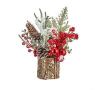 for mini Christmas Tree DIY Desktop Decoration with Realistic | for pe Bark Texture Artificial Holiday Ornament for Home Office Table Shelf Fireplace Display For Easy to Assemble Festive