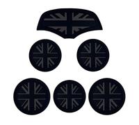 for Mini Cooper F56 Cup Holder Mats - 6 Pcs Silicone Anti-Slip Coasters with Protective Storage Case, Shockproof Design for Bumper Protection (Black Union Jack-F56)