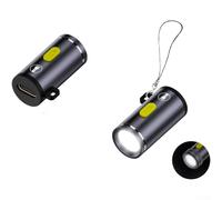 for MINI Flashlight Type C Powered No Battery Needed Bright 210-230 Lumens and Play Ultra Lightweight Aluminum Compact Keychain Size 2.5x1.28cm For Outdoor Hiking Camping(Gray)