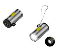 for MINI Flashlight Type C Powered No Battery Needed Bright 210-230 Lumens and Play Ultra Lightweight Aluminum Compact Keychain Size 2.5x1.28cm For Outdoor Hiking Camping(Silver)