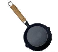 for mini Frying Pan 10/15cm, Cast Iron Non-Stick Pan with Wooden Handle for Egg Fried Camping, Japanese Style Small Oil Pan(15CM)