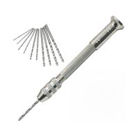 for MINI Hand Drill Set with 10-Piece HSS Drill Bit Kit (0.8-3.0 mm), for Jewelry Making, Crafts & PCB Work, Aluminum Body, 3.42" Tool Length