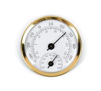 for mini Indoor Hygrometer Thermometer High Precision Temperature Humidity Meter Aluminium Alloy for dial for Home Office - 57mm Gold White