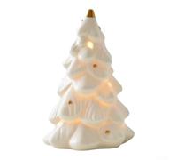 for mini Porcelain Christmas Tree Tabletop Figurine Festive Accent | High-fired porcelain glazed for surface fits tight desk shelf spaces wipe-clean for seasonal displays