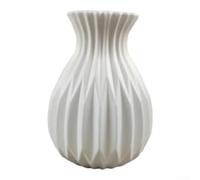 For Mini Shatter Resistant Plastic Vase for Office Home Decor Table Centerpieces Plant Lovers Compact Size 11x11x17cm Leak Proof (White)