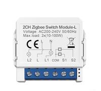 for MINI Smart Light Switch DIY Breaker Module,AC/DC WiFi Switch Controlled by Smart Life/ for TUYA App, No Neutral Wire 2 Way Control for TUYA For Zigbee(2 gang)