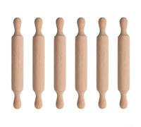 for mini Wooden Rolling Pins Set 6pcs for Kids Baking - Natural Wood Pastry Dough Roller 14x2cm Small Tools for Children Playdough Clay Crafts Kitchen Gadgets