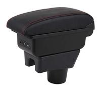 For Mirage For Attrage For Space Star 2014-2018 Double Layer Console Center Large Storage Box With 3 USB Charging Port Multifunctional Storage Box(Red Stitching)