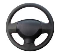 For Mitsubishi For Lancer EX 10 For Lancer X For Outlander DIY Hand-stitched Black Artificial Leather Car Steering Wheel Cover Car Steering Wheel Cover(Red Thread)
