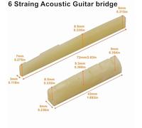 For Miwayer 1 Pair 6-12 String Acoustic Classical Guitar Unbleached Bone Bridge Multiple Saddle and Nut Made of Real Bone(6 Acoustic 1 Pair)