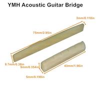 For Miwayer 1 Pair 6-12 String Acoustic Classical Guitar Unbleached Bone Bridge Multiple Saddle and Nut Made of Real Bone(YMH Acoustic 1 Pair)
