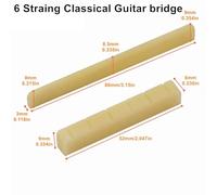 For Miwayer 1 Pair 6-12 String Acoustic Classical Guitar Unbleached Bone Bridge Multiple Saddle and Nut Made of Real Bone(6 Classical 1 Pair)