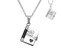 For Mom - I Love You Forever & Always Book Necklace, Personalised Engraved Book Necklace for Women, Openable The Most Beautiful Chapter Books Pendant necklace, from Daughter Son (black)