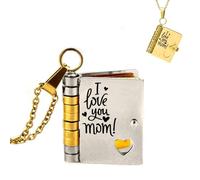 For Mom - I'll Be With You Forever Book Necklace, My Incredible Mom Book Necklace, Personalized Openable Pendant necklace, Custom Mini book Necklaces for Women (Gold Silver)