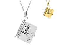 For Mom - I'll Be With You Forever Book Necklace, My Incredible Mom Book Necklace, Personalized Openable Pendant necklace, Custom Mini book Necklaces for Women (Silver)