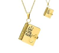 For Mom - I'll Be With You Forever Book Necklace, My Incredible Mom Book Necklace, Personalized Openable Pendant necklace, Custom Mini book Necklaces for Women (Gold)