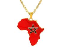 For Morocco Stainless Steel Map Pendant Necklace,Stainless Steel Chain Jewellry Gift with Chain for Women Men,Hiphop Colorful Map Pendant Necklace Gift