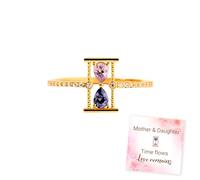For Mother & Daughter Hourglass Double Birthstone Ring, Personalized Custom Birthstone Promise Love Rings, I Love You Till The End Of Time Stacking Ring Mothers Day Birthday Jewelry Gift