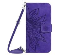 for MOTO Edge 50 5G Case with Card Holder Lanyard, Sunflower Magnetic Back Flip Case for MOTO Edge 50 5G Wallet Case for Women, Protective Case Phone Case for MOTO Edge 50 5G deep purple