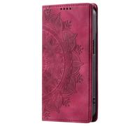 for Moto Edge 50 Neo 5G Case, Embossed Mandala Shock-Absorption PU Leather Notebook Phone Cases with Kickstand Card Holders Shockproof Flip Protective Cover for Moto Edge 50 Neo 5G red