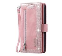 for Moto Edge 50 Neo 5G Case, Premium PU Leather Book Shockproof Zipper Handbag Pocket Flip Wallet Phone Case with Kickstand Card Slots Magnetic Wrist Strap Cover for Moto Edge 50 Neo 5G Pink