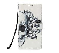 for Moto edge 70 fusion Case, 3D Painted Shock-Absorption Flip PU Leather Notebook Wallet Cases Folio Magnetic Protective Cover Bumper with Stand Card Holder Slots for Moto edge 70 fusion Skull