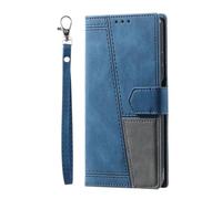 for Moto edge 70 fusion Case Wallet Business Splicing Flip Leather Phone Case, Magnetic Kickstand Protective Cover for Moto edge 70 fusion Women Men with Card Card Slots, Hand Strap blue