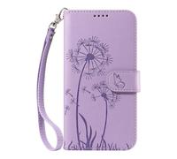 for MOTO Edge 70/ X70 Air Case, Kickstand Flip PU Leather Embossed Dandelion Wallet Book Case with Card Slots Shockproof Magnetic Closure Protective Phone Case Cover for MOTO Edge 70/ X70 Air, Purple