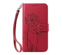 for MOTO Edge 70/ X70 Air Case, Kickstand Flip PU Leather Embossed Dandelion Wallet Book Case with Card Slots Shockproof Magnetic Closure Protective Phone Case Cover for MOTO Edge 70/ X70 Air, Red