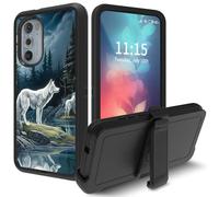 for Moto Edge Plus 2022 Case for Motorola Moto Edge 30 Pro Case, with Swivel Belt Clip Heavy Duty Shockproof TPU Protection Phone Cover for Edge Plus 2022 Edge 30 Pro,White Wolves