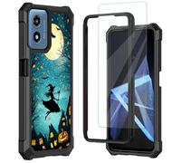for Moto G 5G 2024 Case,Moto G Play 5G 2024 Case,with Tempered Glass Screen Protector, Durable PC and TPU Bumper Raised Corner Edge Case for Motorola Moto G 5G 2024,Full Moon and Bats