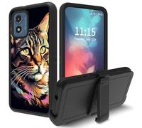 for Moto G Play 2024 Case, with Swivel Belt Clip Heavy Duty Shockproof TPU Protection Phone Case for Motorola G Play 2024,Colorful Cats