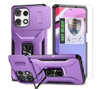 for Moto G Play 5G 2025 Case with Sliding Camera Lens Cover,HD Screen Protector,360° Rotating Ring Kickstand,AYMECL Military-Grade Shockproof Protective Cover for Motorola G Power 2025,Purple