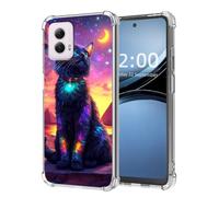 for Moto G Power 2024 Case 6.7 inch Clear Slim TPU Phone Cover,Military-Grade Shockproof Drop Protection,Women & Men for Motorola Moto G Power 2024 Case,Cosmic Cat Pyramid