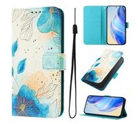 For Moto G Power 5G 2024 Case, Premium Leather Painted Wallet Book Flip Stand View Phone Cover with Card Holder Slots Compatible with Moto G Power 5G 2024,Blue Flower
