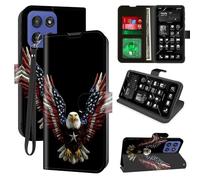 for Moto G Stylus 5G 2025/Moto Edge 60 Stylus Wallet Case with RFID Blocking, 4 Card Holders, Kickstand, Wrist Strap - Magnetic Leather Flip Protective Cover for Women,Bald Eagle with Spread Wings