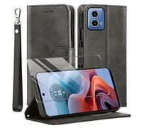 for MOTO G34 5G/Moto G45 5G Case and 1 Tempered Glass Screen Protector, Leather Wallet Phone Case with Card Slots Magnetic Closure Kickstand Protective Cover for MOTO G34 5G/Moto G45 5G - Black