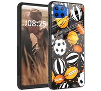 for Moto One 5G Case,Moto G 5G Plus Case,Tempered Glass Back + Soft Silicone TPU Shockproof Anti-Scratch Protective Case for Motorola Moto One 5G UW,Sport Ball