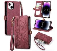 for Motoroal Moto G45 Case, Protective Cover Motoroal Moto G45 Zipper Phone Case Wallet Flip Shockproof Leather RFID-Technology Card Holders Magnetic Stand for Motoroal Moto G45, red