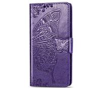 for Motoroal Moto G85 Case, Butterfly Shockproof PU Leather Flip Cover Notebook Wallet Case With Magnetic Closure Stand Card Holder ID Slot Folio Soft Bumper Protective for Motoroal Moto G85 purple