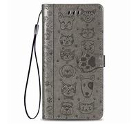 for Motoroal Moto G85 Case, Premium Leather Folio Cover Lovely Cat Dog Magnetic Closure Full Protection Book Design Wallet Flip with Card Slots Kickstand for Motoroal Moto G85 Phone Case gray