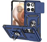for Motorola Edge 2025 Case, with Camera Lens Cover Screen Protector, Dual Layer Military-Grade Drop Tested Magnetic Ring Holder Kickstand Protective Phone Case for Motorola Moto Edge 2025 (Navy Blue)