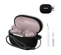 for Motorola Moto Buds 2 Case Cover,NOUKAJU Earphone Protective Cover(with Carabiner + Lanyard + Cleaning Pen) Drop-Proof,Scratch-Proof,Shock-Proof,Case for Moto Buds 2(Black)