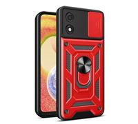 For Motorola Moto E13 Case with Slide Camera Protector Built-in Ring Kickstand Armour Military Shockproof Protective Cover compatible with Magnetic Car Mount Moto E13 Case, Red