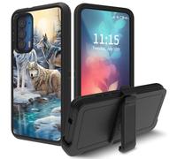 for Motorola Moto Edge 2021 Case | Moto Edge 5G UW Case, with Swivel Belt Clip Heavy Duty Shockproof TPU Protection Phone Cover for Motorola Moto Edge 2021,Three Wolves