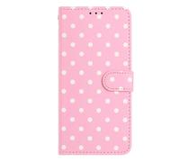 for Motorola Moto Edge 50 Pro Case, Polka Dot Shockproof Flip Wallet Phone Case Magnetic Closure Viewing Stand Function Notebook Bumper Cover forMotorola Moto Edge 50 Pro with Card Holder Pink
